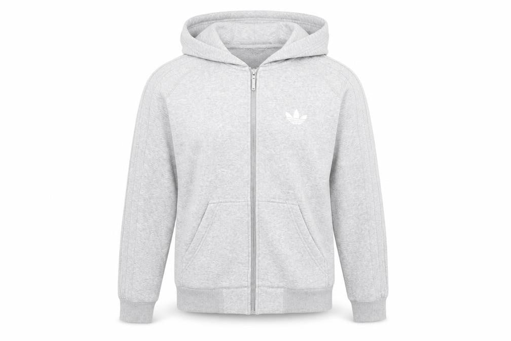 Mens UK S Regular adidas Grey Full Zip Hoodie