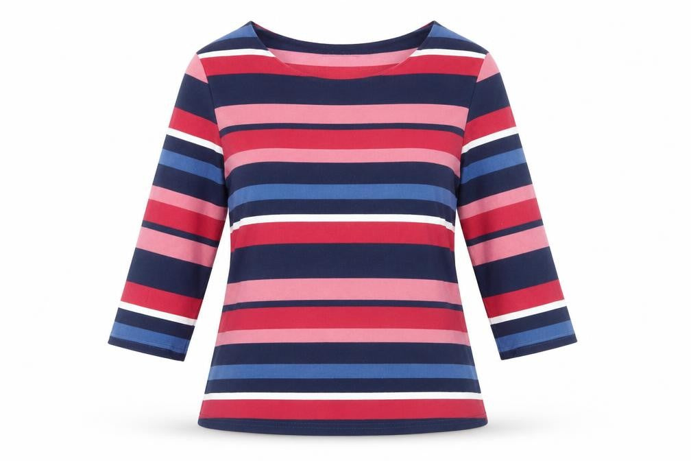 Front view of Honor Millburn Women's Multicoloured Striped T-Shirt -, size 14