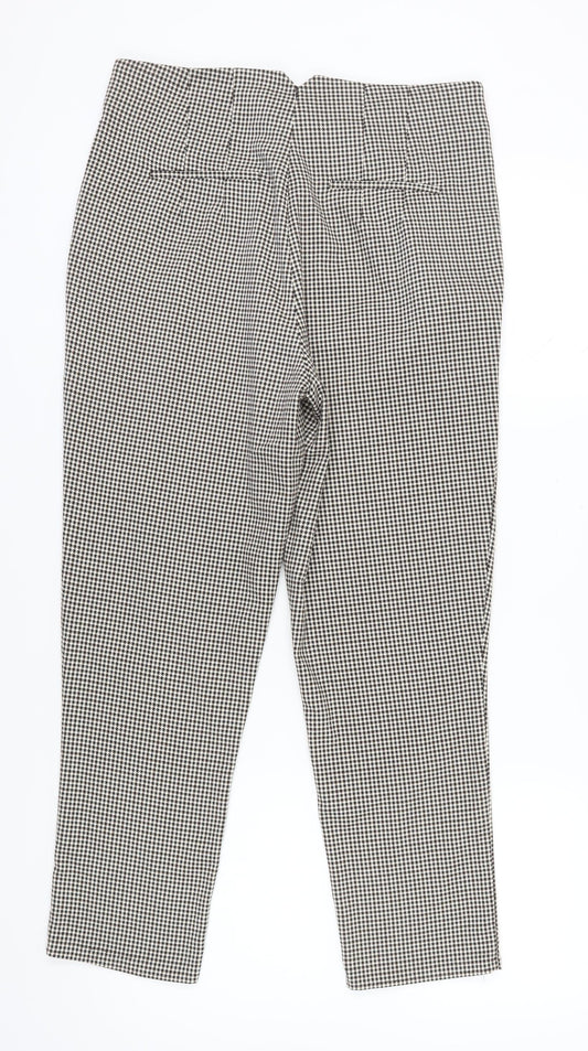 Next Women's Black Houndstooth Cropped Trousers Size 14