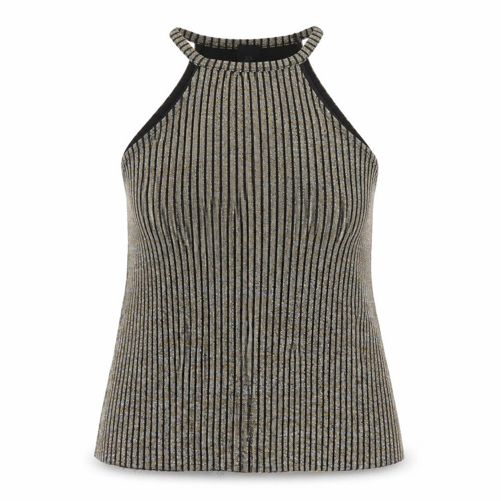 Front view of River Island Multicoloured Striped Halter Tank