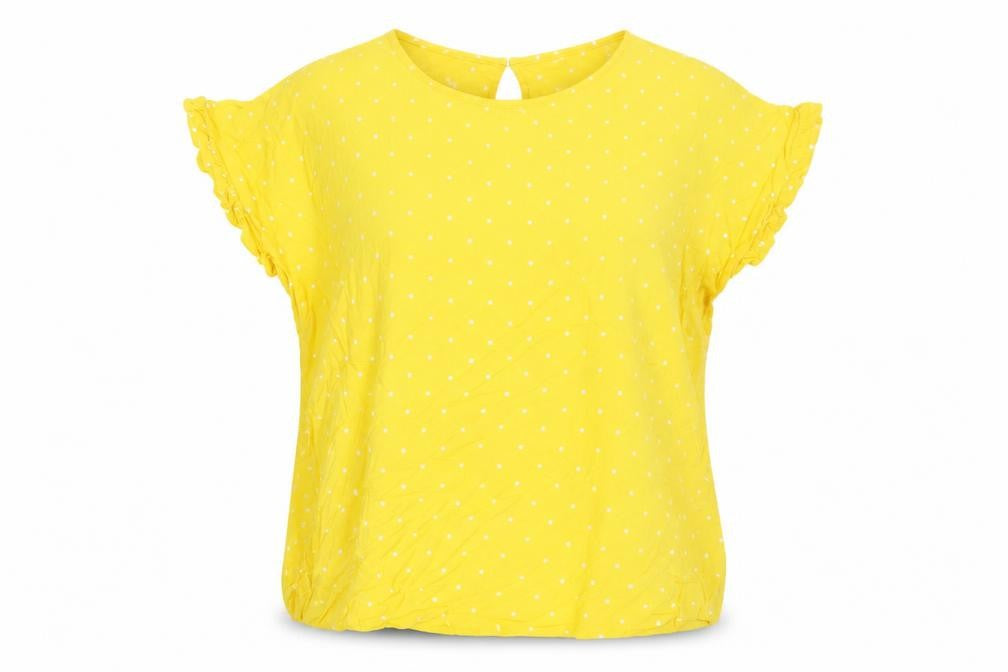 Front view of Marks & Spencer Yellow Polka Dot Blouse -, size 16