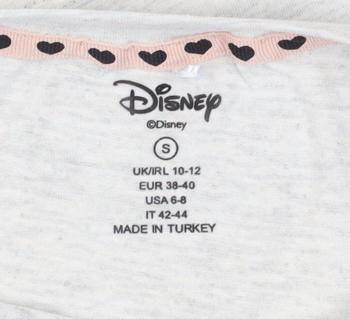 Disney Women's Grey Cropped Cartoon T-Shirt - Size S