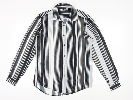 Reclaimed Vintage Unisex Black Striped Button-Up Shirt S