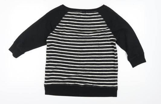 Lauren Jeans Co. Women's Black Striped Pullover Sweatshirt L
