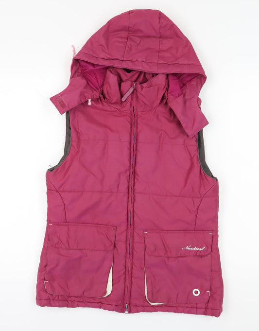 Nautical Women's Pink Hooded Puffer Waistcoat Size 10