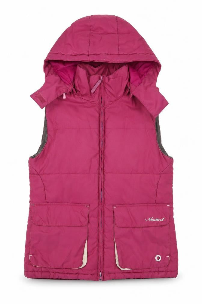 Nautical Women's Pink Hooded Puffer Waistcoat Size 10