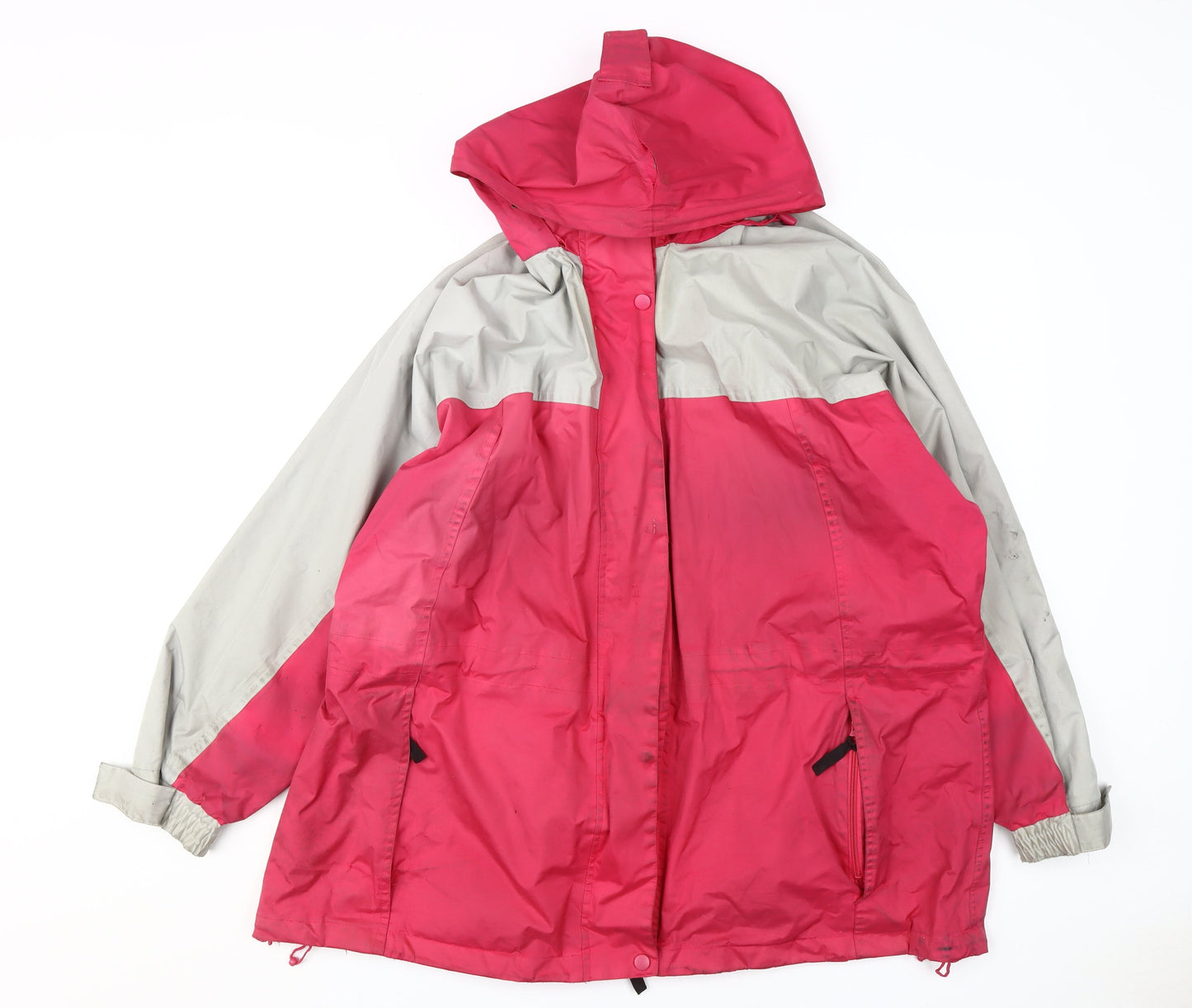 Being Casual Women's Red Grey Hooded Rain Coat Jacket Size 14