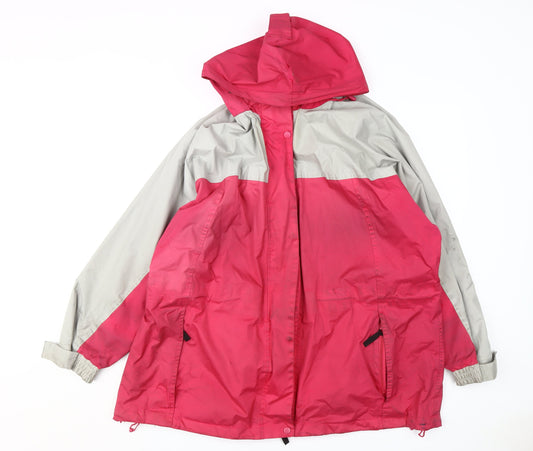 Being Casual Women's Red Grey Hooded Rain Coat Jacket Size 14