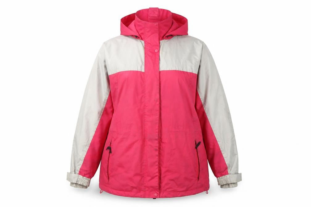 Being Casual Women's Red Grey Hooded Rain Coat Jacket Size 14