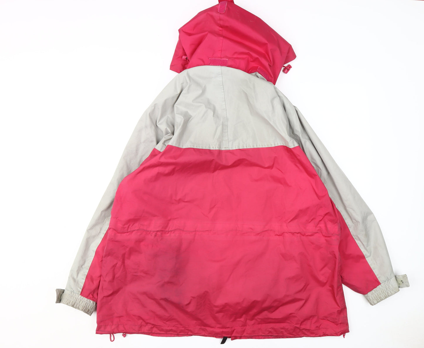 Being Casual Women's Red Grey Hooded Rain Coat Jacket Size 14