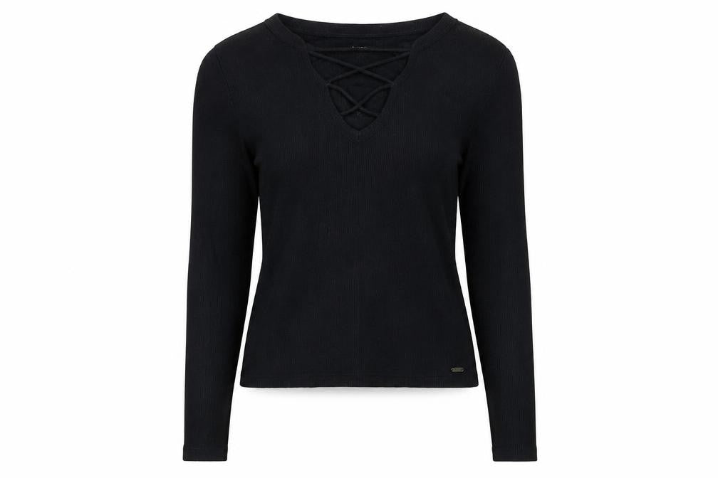 Womens UK Size S Hollister Black Viscose Blend T-Shirt