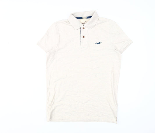 Hollister Men's Beige Polo Shirt Size S