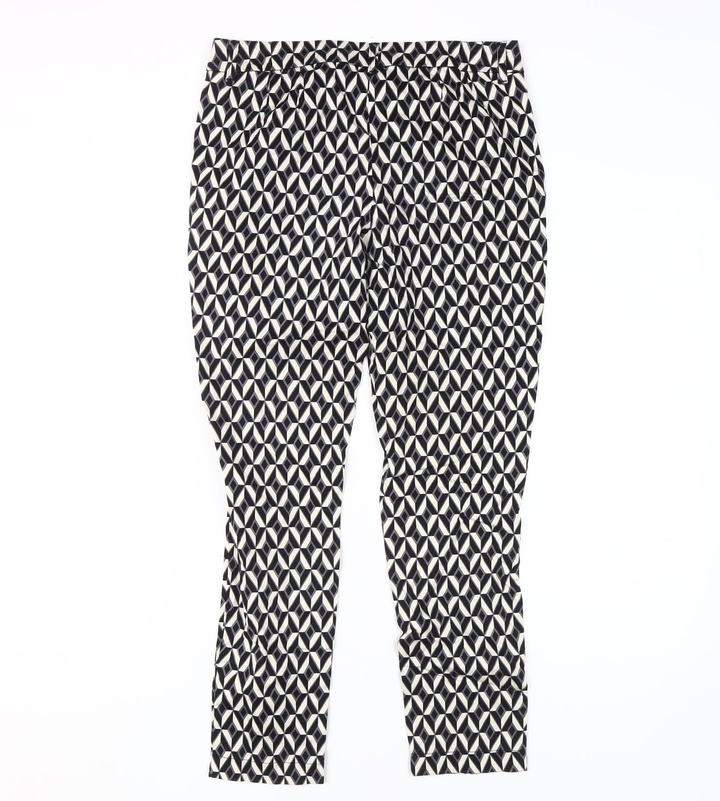 Next Women's Geometric Black Trousers Size 8
