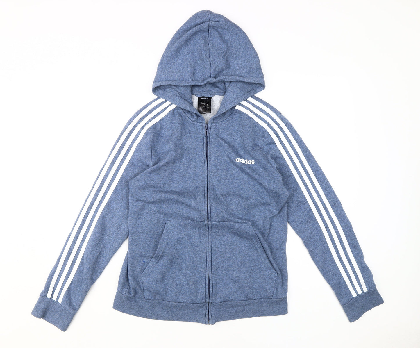 Adidas Unisex Blue Full Zip Hoodie - Size L
