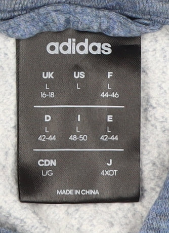 Adidas Unisex Blue Full Zip Hoodie - Size L