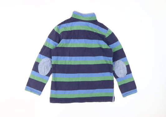 Joules Boys Blue Green Striped Henley Sweatshirt 11-12 Years