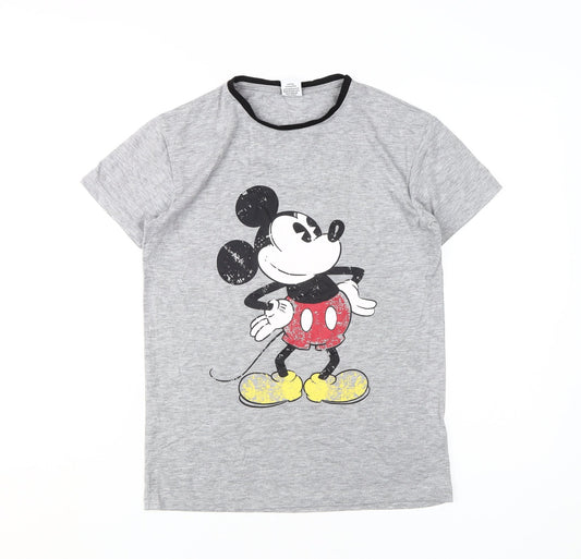 Disney Women's Grey Mickey Mouse T-Shirt Size 6