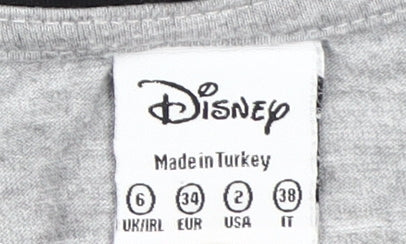 Disney Women's Grey Mickey Mouse T-Shirt Size 6