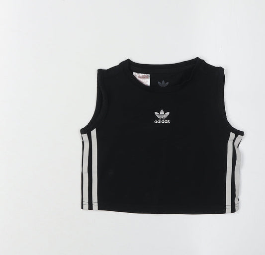 Adidas Girls Black Cropped Tank Top 9-10 Years