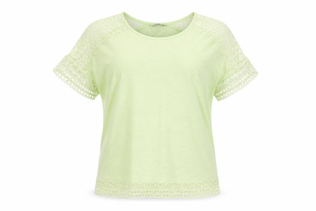 Marks and Spencer Green Crochet Accent T-Shirt, Size 18