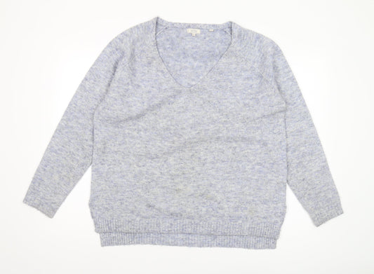 Fat Face Women’s Grey V-Neck Knit Pullover Jumper Size 18