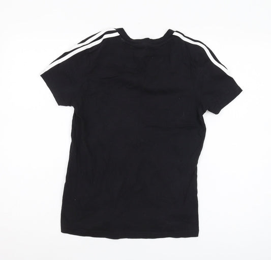 Adidas Boys Black M T-Shirt, Breathable Cotton Logo Top