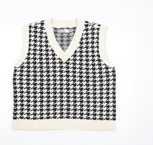 Hollister Women's Black Houndstooth Knit Vest M