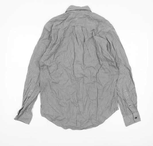 Nautica Men's Grey Check Long Sleeve Shirt S