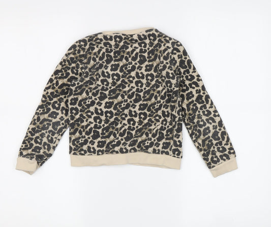 Guess Girls Beige Animal Print Pullover Sweatshirt 5-6Y