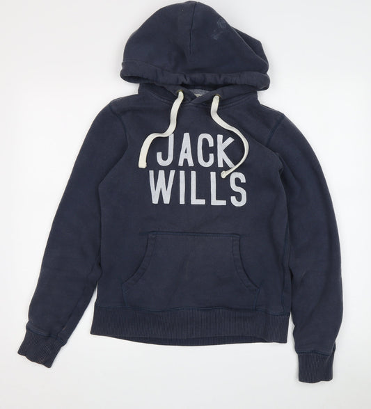 Jack Wills Women's Blue Logo Pullover Hoodie Size 8