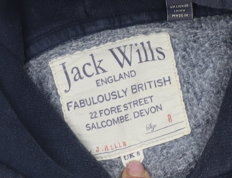 Jack Wills Women's Blue Logo Pullover Hoodie Size 8