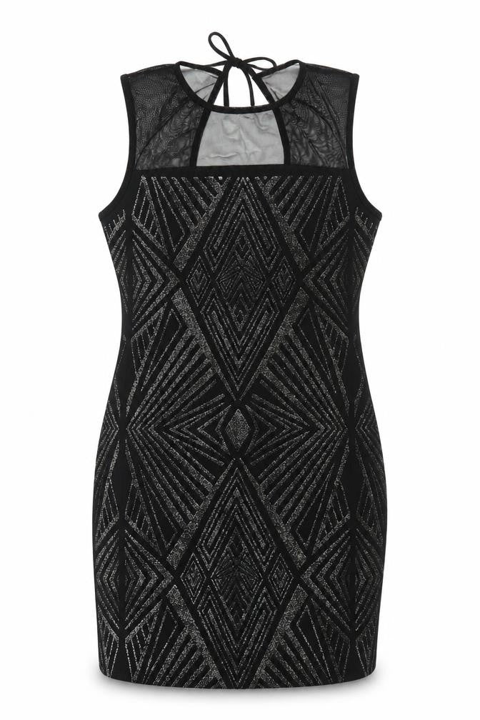 Front view of Roman Women's Black Bodycon Party Dress, size 10