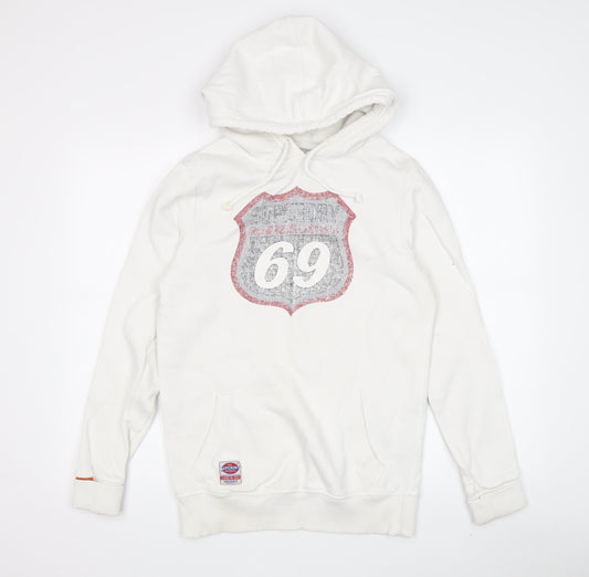 Superdry Unisex White Pullover Hoodie M Logo Casual