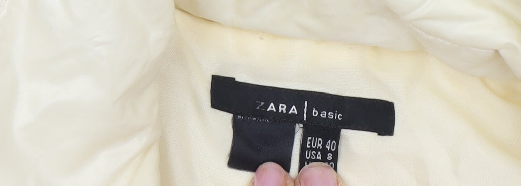 Zara Women Ivory Puffer Jacket, Size 12, Winter Essential