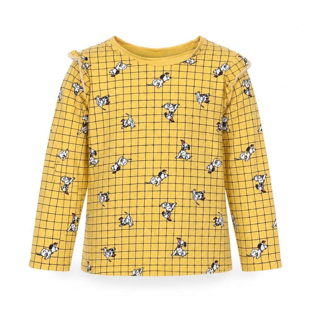 Front view of George girls’ yellow 101 dalmatians t-shirt, 2-3 years