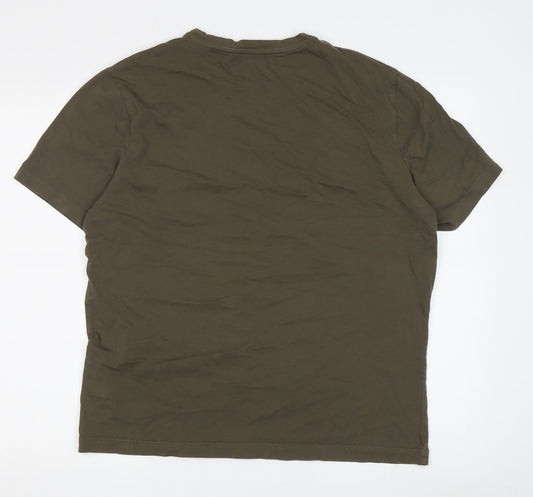 Reebok Men's Green Logo T-Shirt L Crew Neck