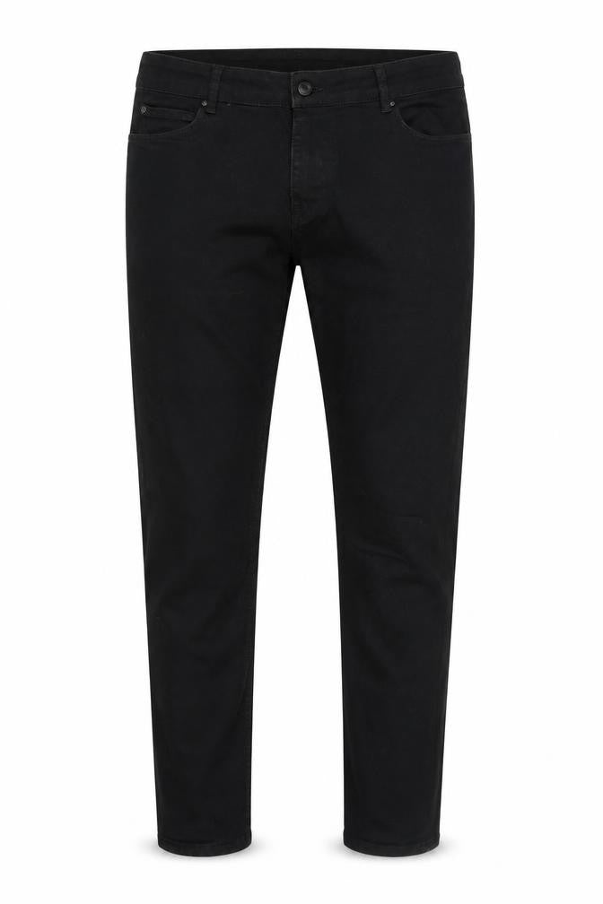 Front view of ASOS men’s black skinny jeans, size 32, regular