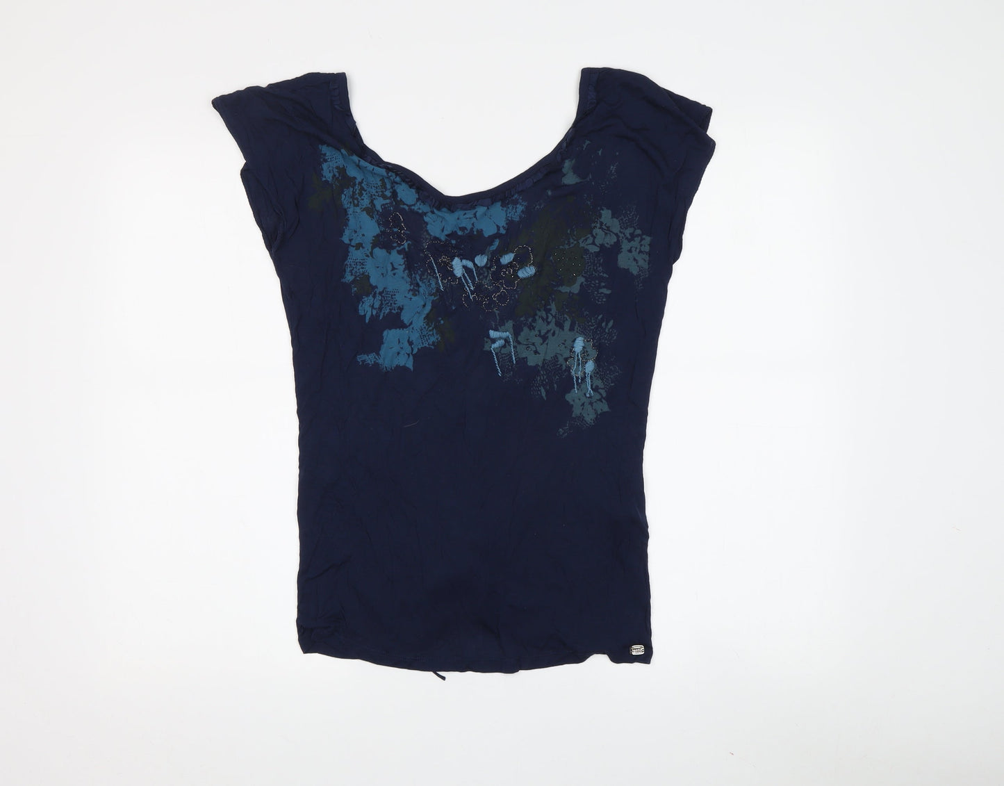 Ted Baker Women Blue Floral Jersey T-Shirt M
