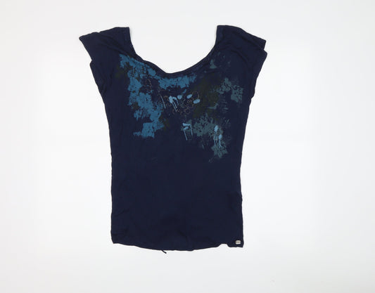 Ted Baker Women Blue Floral Jersey T-Shirt M