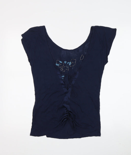 Ted Baker Women Blue Floral Jersey T-Shirt M