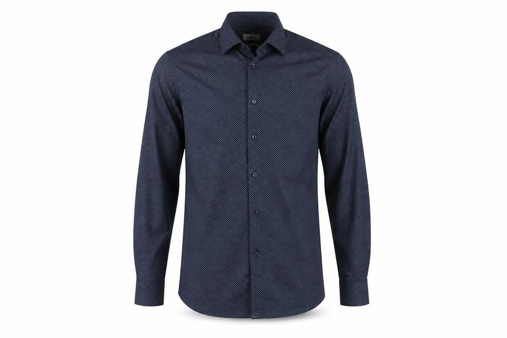 Next Men's Blue Regular Fit Geometric Shirt Size 15.5