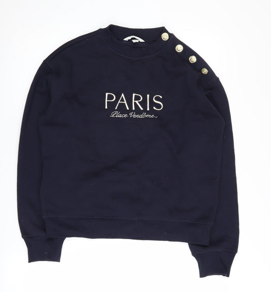H&M Women's Black XS Pullover Sweatshirt Crew Neck