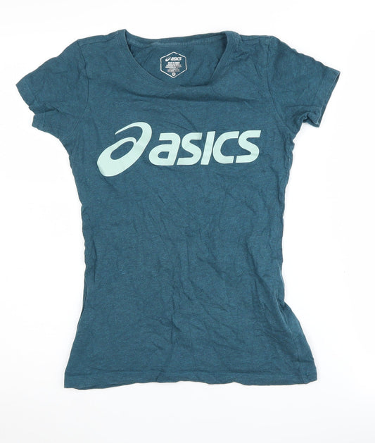 Asics Women's XS Blue Crew Neck T-Shirt, 100% Cotton