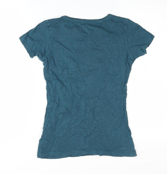 Asics Women's XS Blue Crew Neck T-Shirt, 100% Cotton