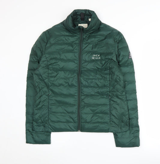 Jack Wills Women's Green Puffer Jacket Size 12