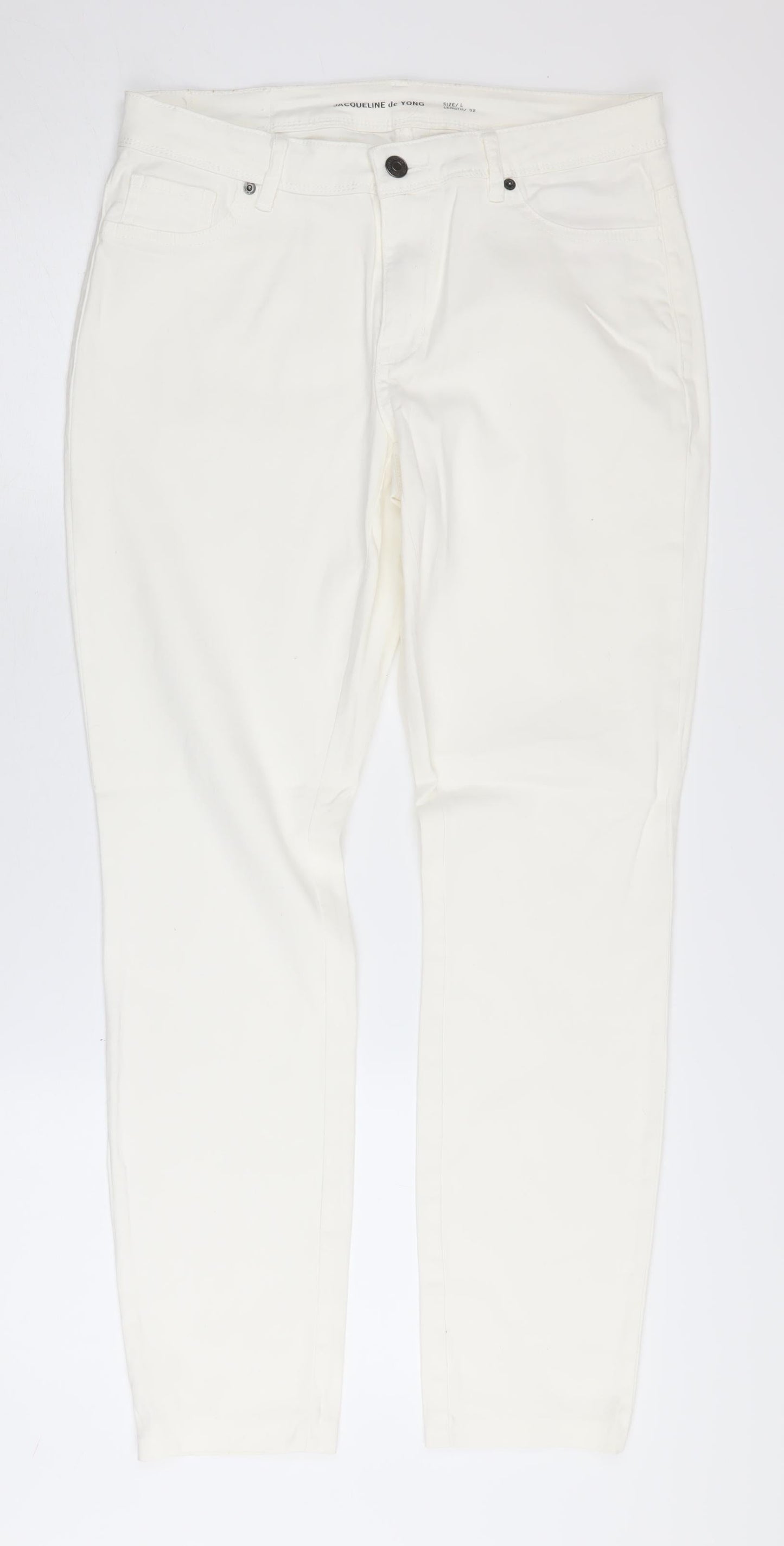 Jacqueline de Yong Women's White Straight Jeans L