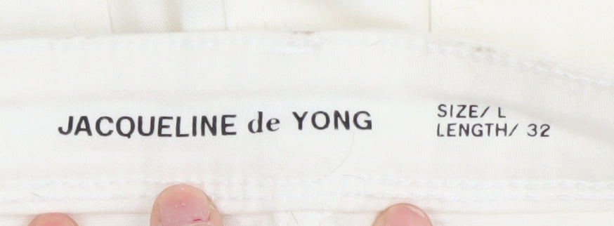 Jacqueline de Yong Women's White Straight Jeans L