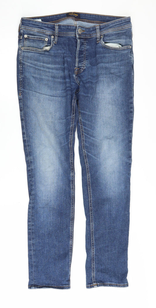 Jack & Jones Men's Blue Straight Jeans 32 Regular Fit