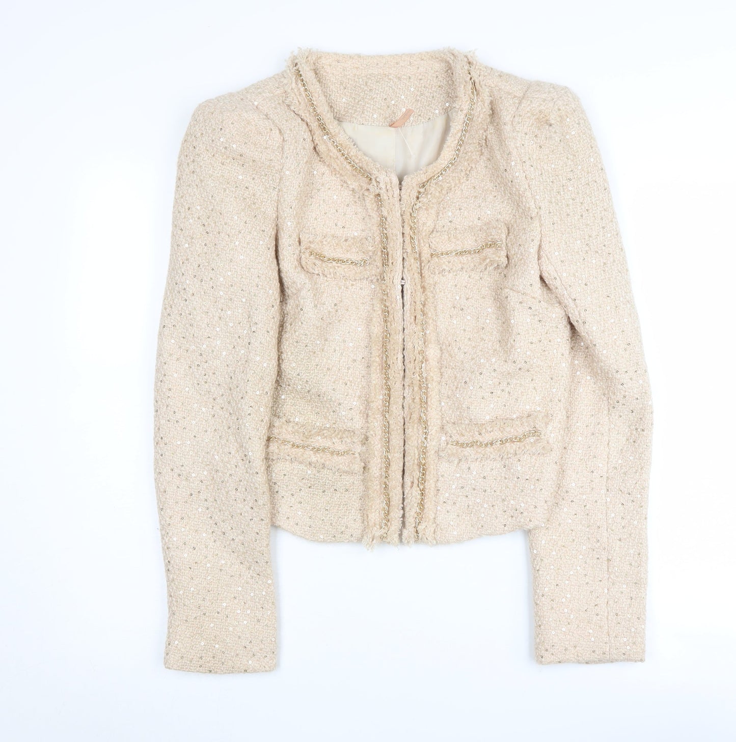 Sweewë Women’s Beige Bouclé Blazer S, Classic Winter Style