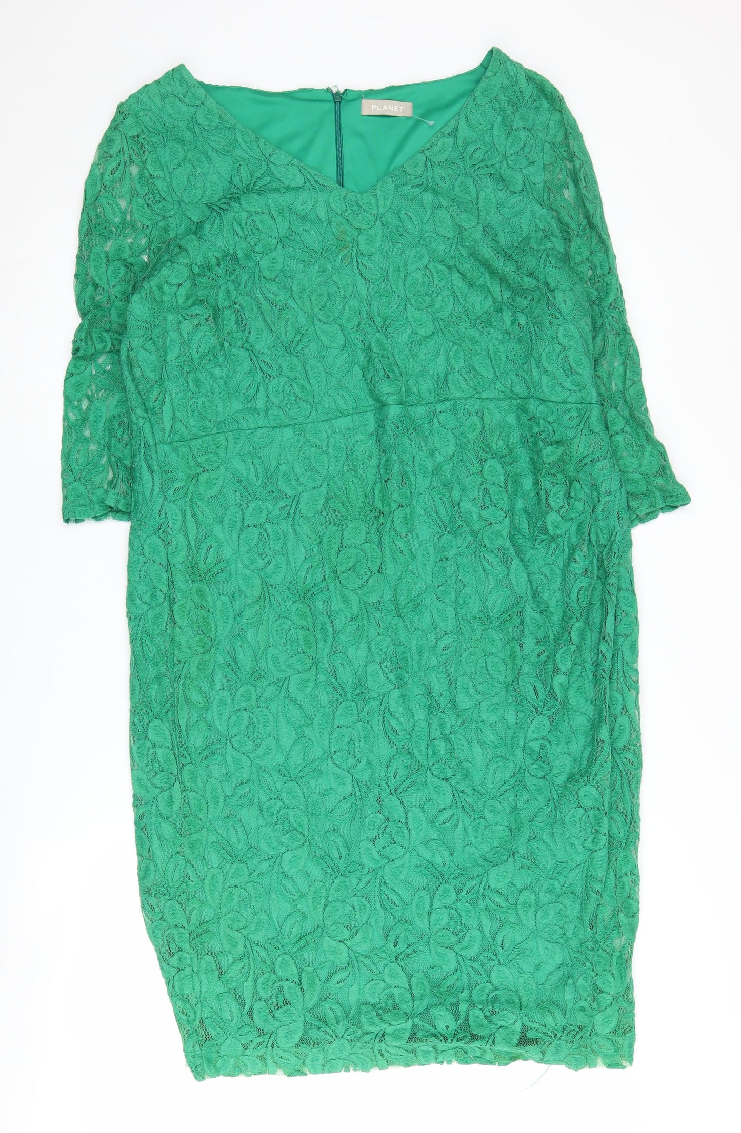 Planet Women's Green Floral Lace Sheath Dress Size 18